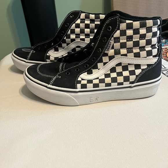Vans Black and White Checkerboard High-Tops - Picture 1 of 9